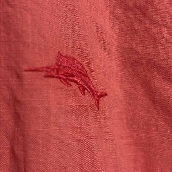 🔥🔥 Tommy Bahama Cotton Salmon Button Down Short Sleeve Beachy Shirt - PERFECT - Picture 4 of 11